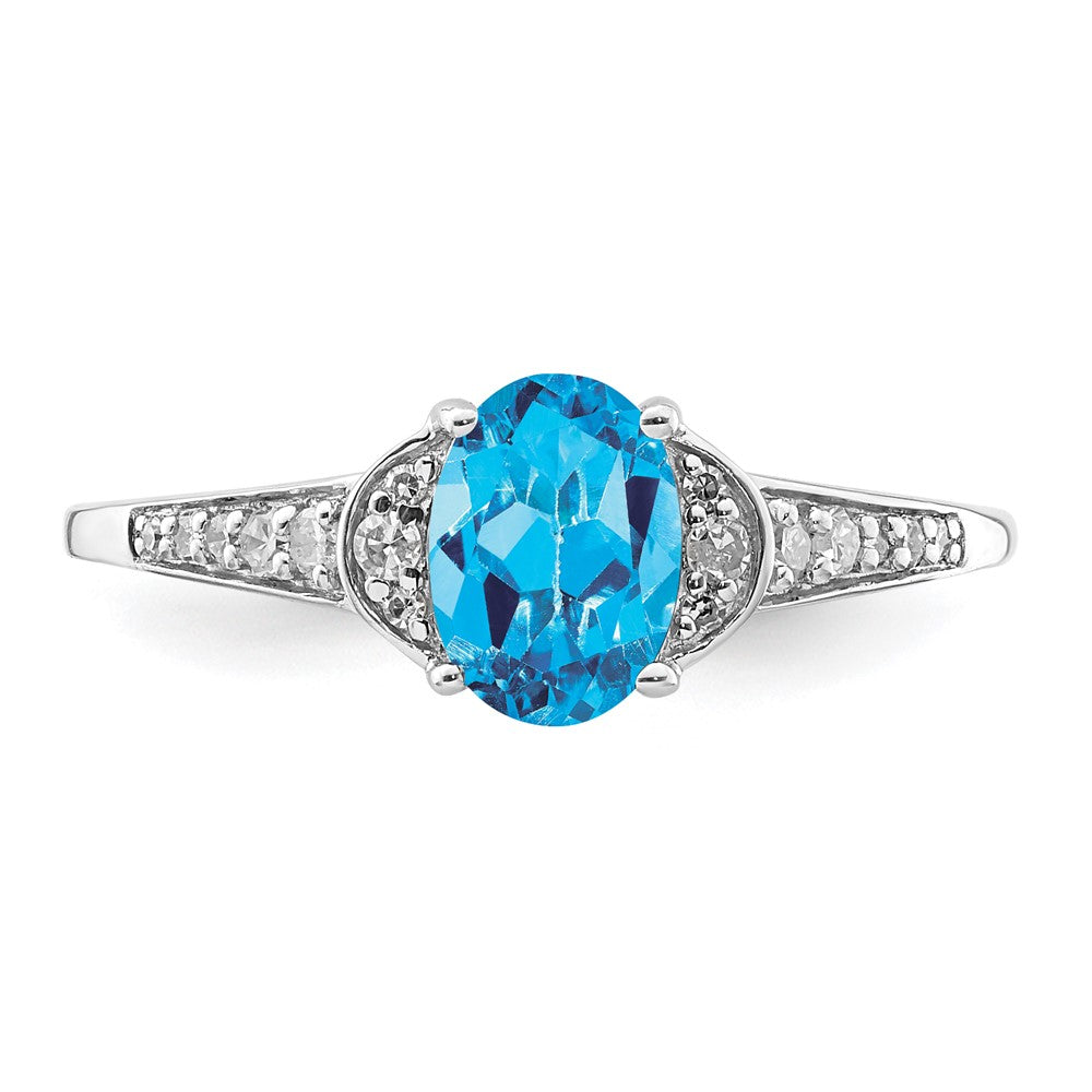 Sterling Silver Rhodium Blue Topaz & Diam. Ring