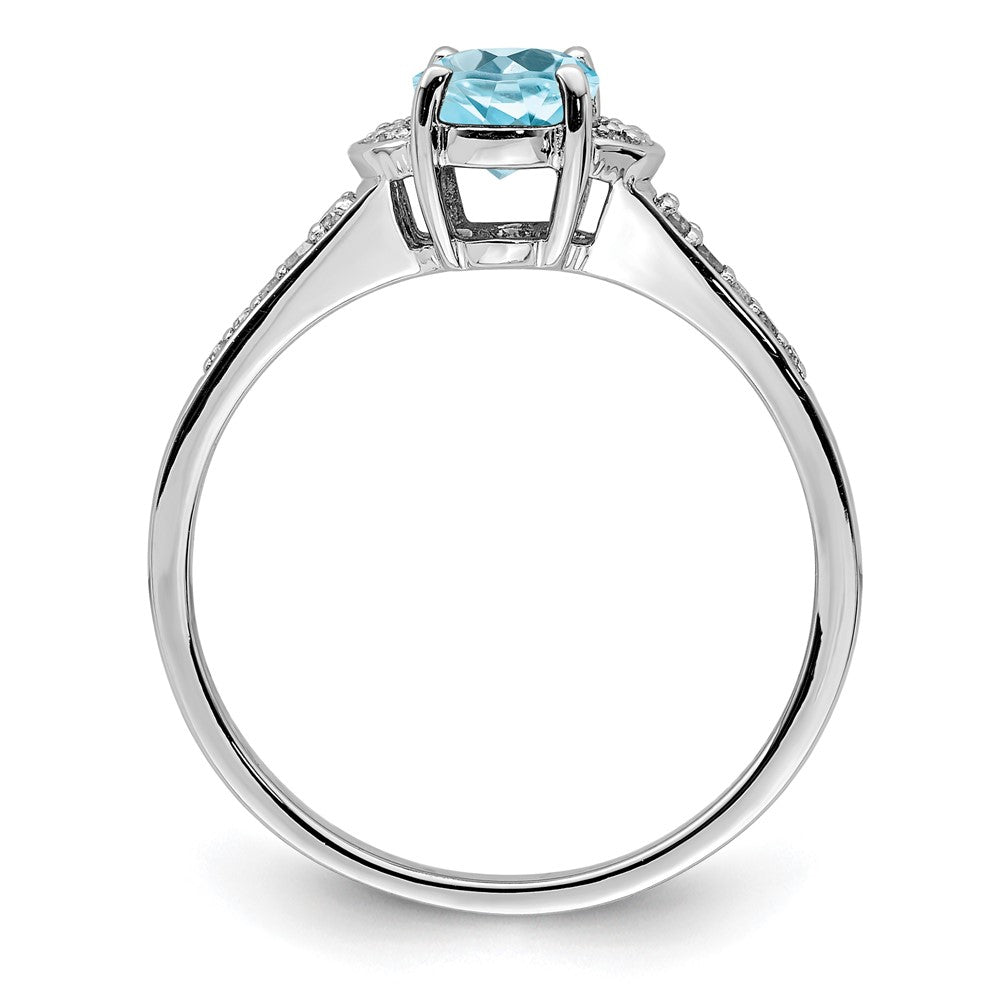 Sterling Silver Rhodium Diam. & Sky Blue Topaz Ring
