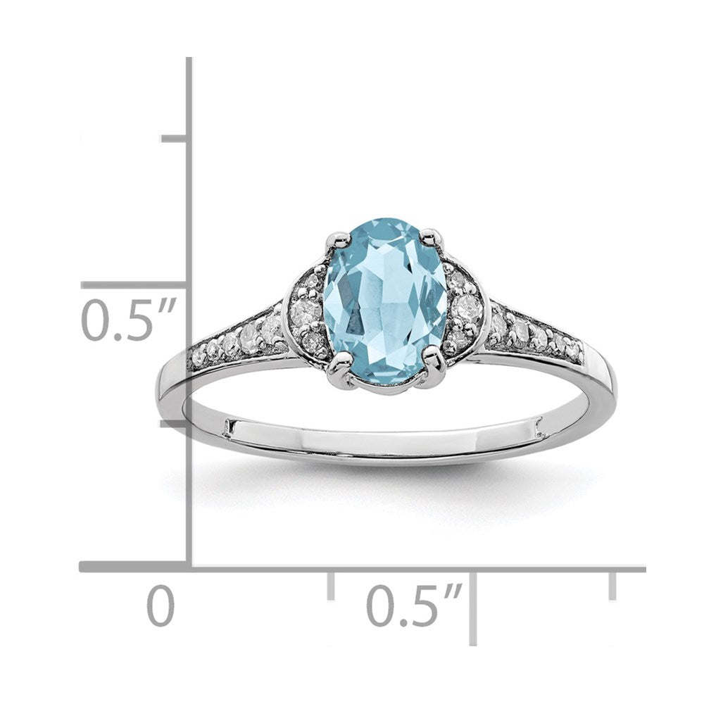 Sterling Silver Rhodium Diam. & Sky Blue Topaz Ring