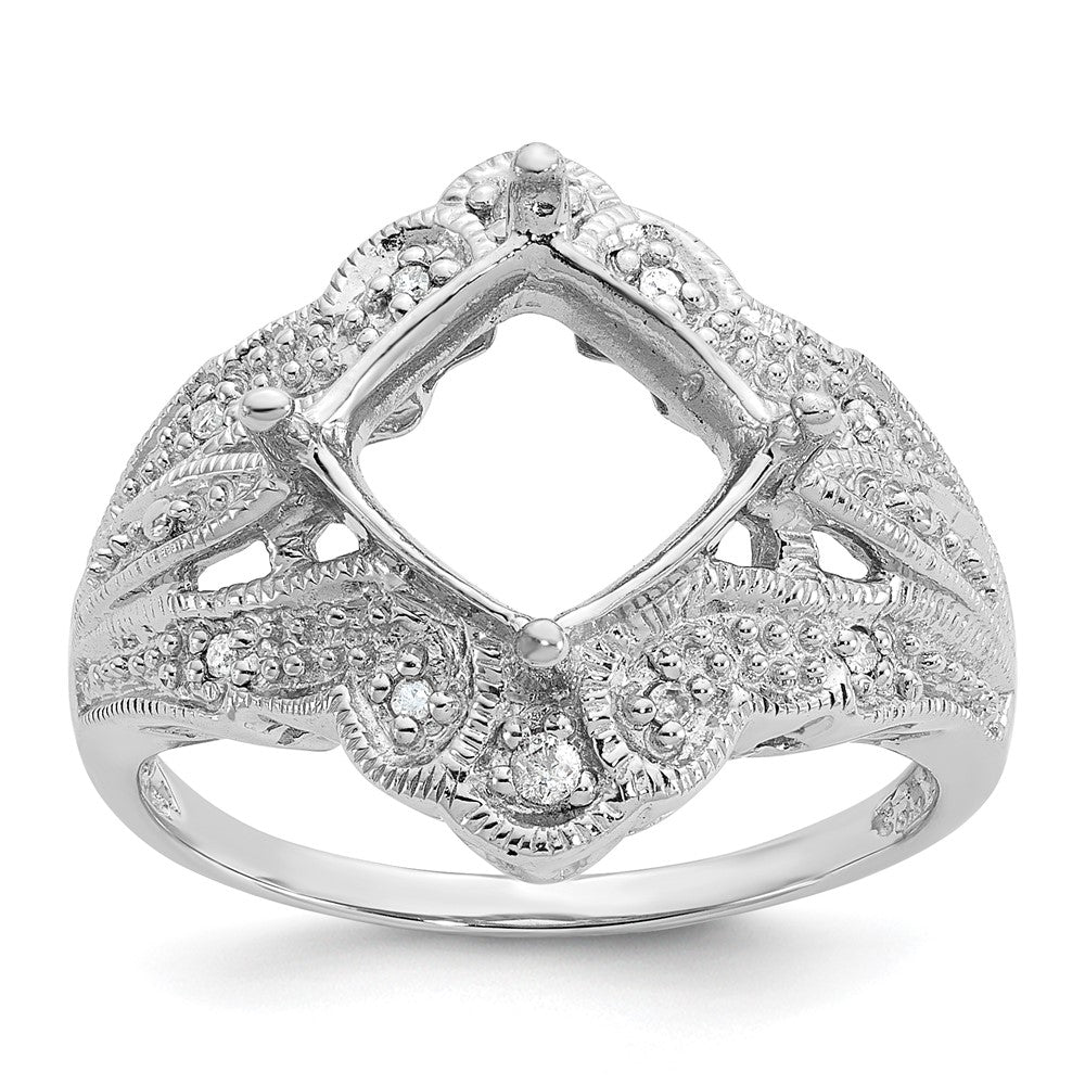 Sterling Silver Diamond Semi-mount Gemstone Ring