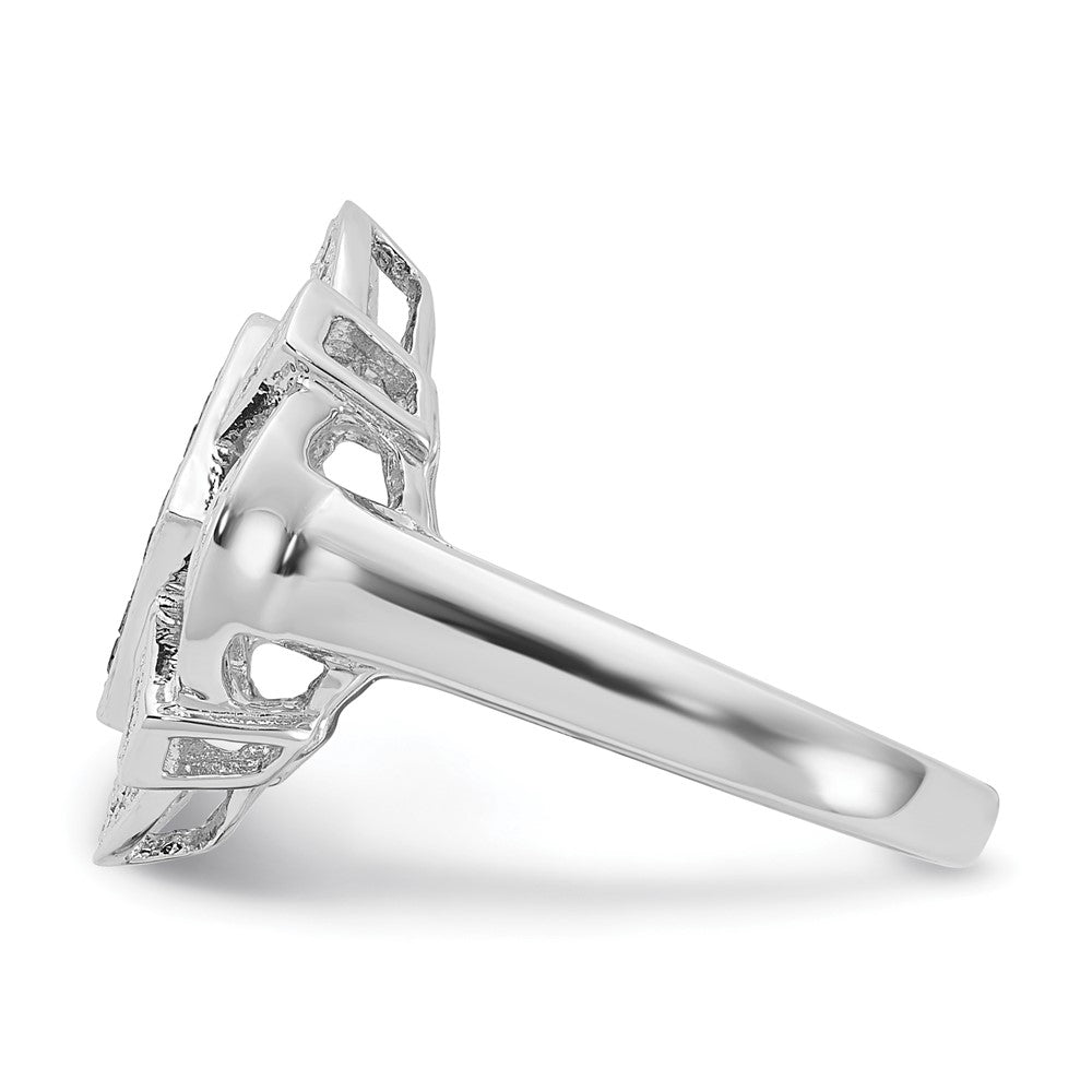 Sterling Silver Polished Black & White Diamond Ring