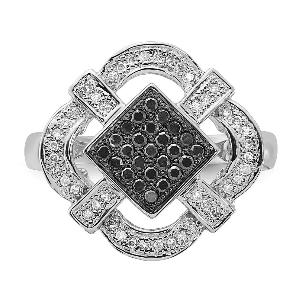 Sterling Silver Polished Black & White Diamond Ring