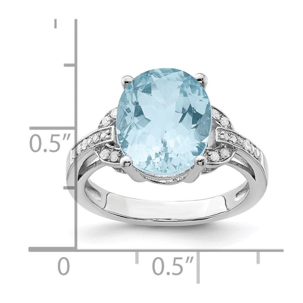Sterling Silver Rhodium Sky Blue Topaz & Diam. Ring