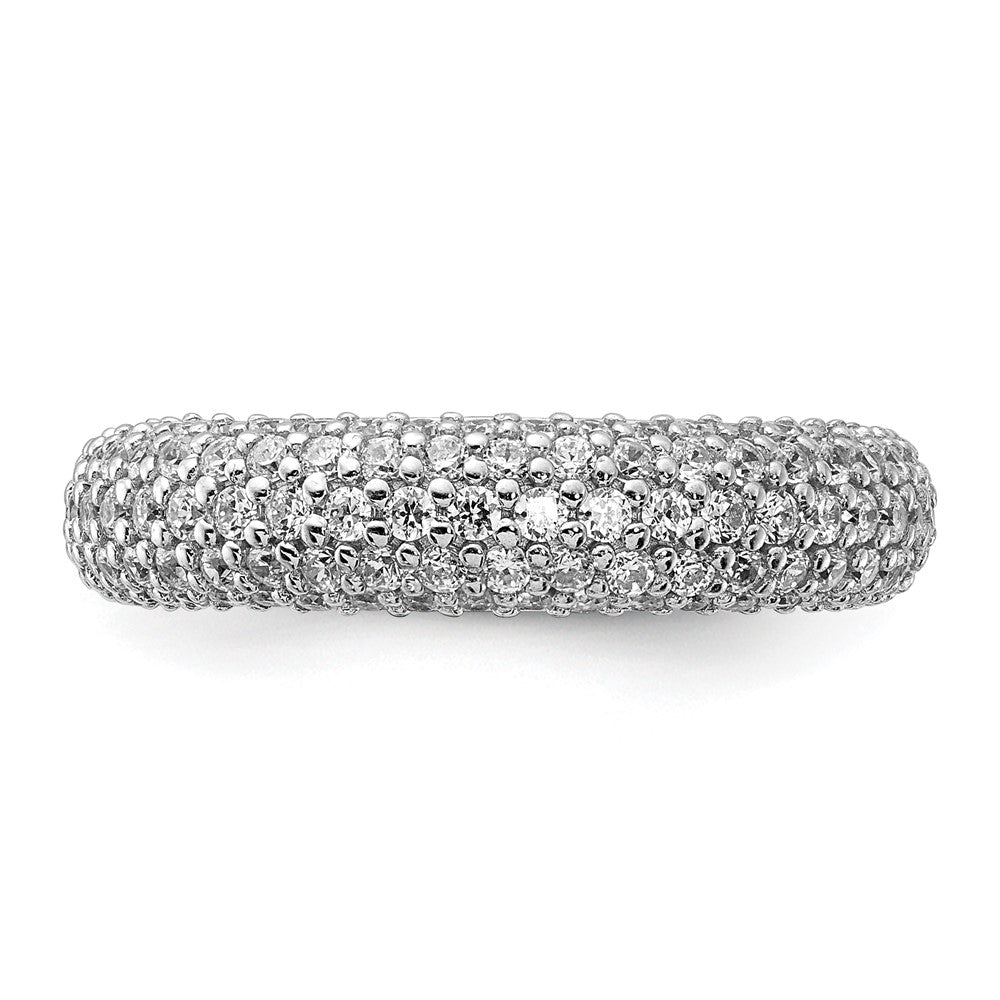 Sterling Silver PavÇ Rhodium-plated 113 Stone CZ Ring