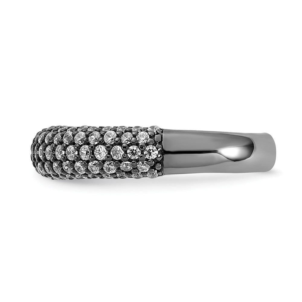 Sterling Silver Pav√á Ruthenium-plated 113 Stone CZ Ring