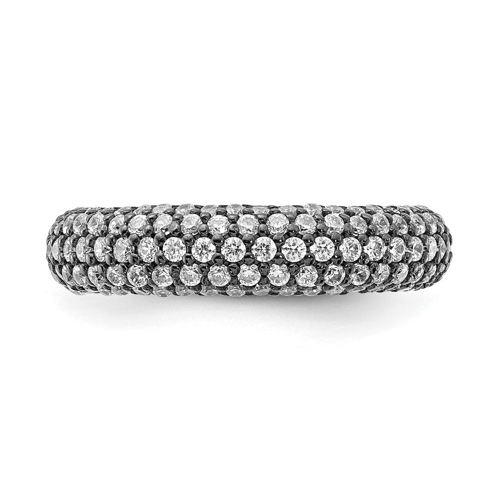 Sterling Silver Pav√á Ruthenium-plated 113 Stone CZ Ring