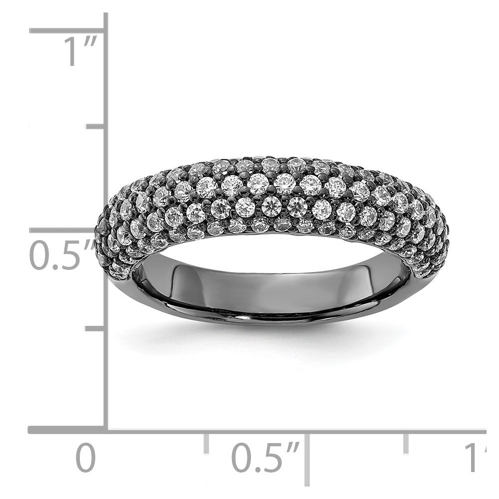 Sterling Silver Pav√á Ruthenium-plated 113 Stone CZ Ring