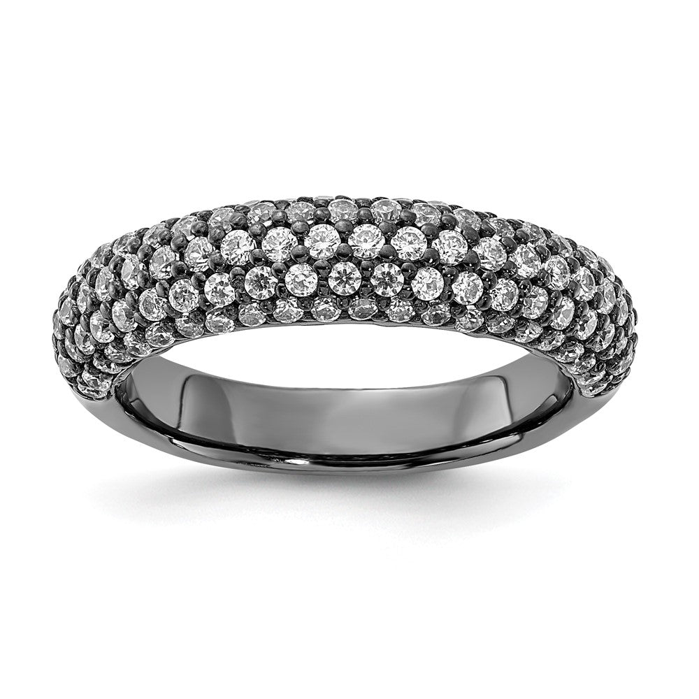 Sterling Silver Pav√á Ruthenium-plated 113 Stone CZ Ring