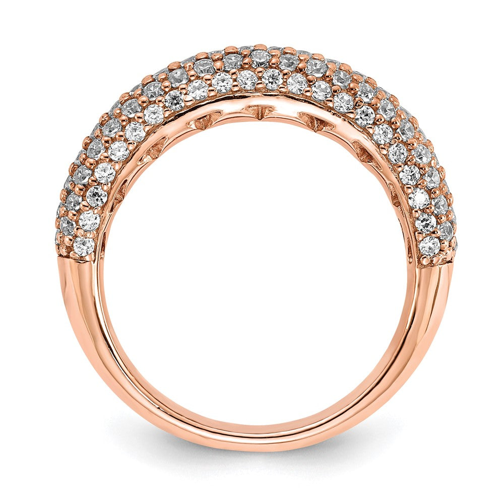 Sterling Silver PavÇ Rose Gold-plated 113 Stone CZ Ring