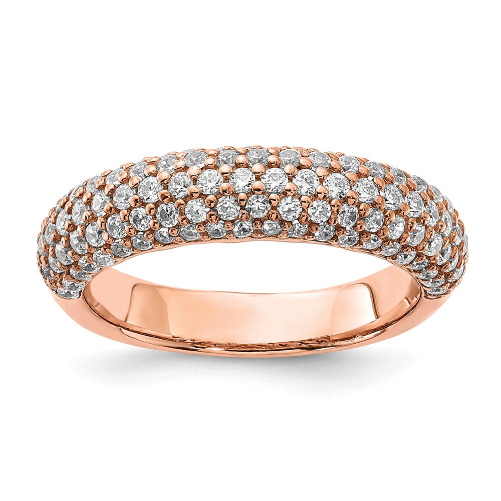 Sterling Silver PavÇ Rose Gold-plated 113 Stone CZ Ring
