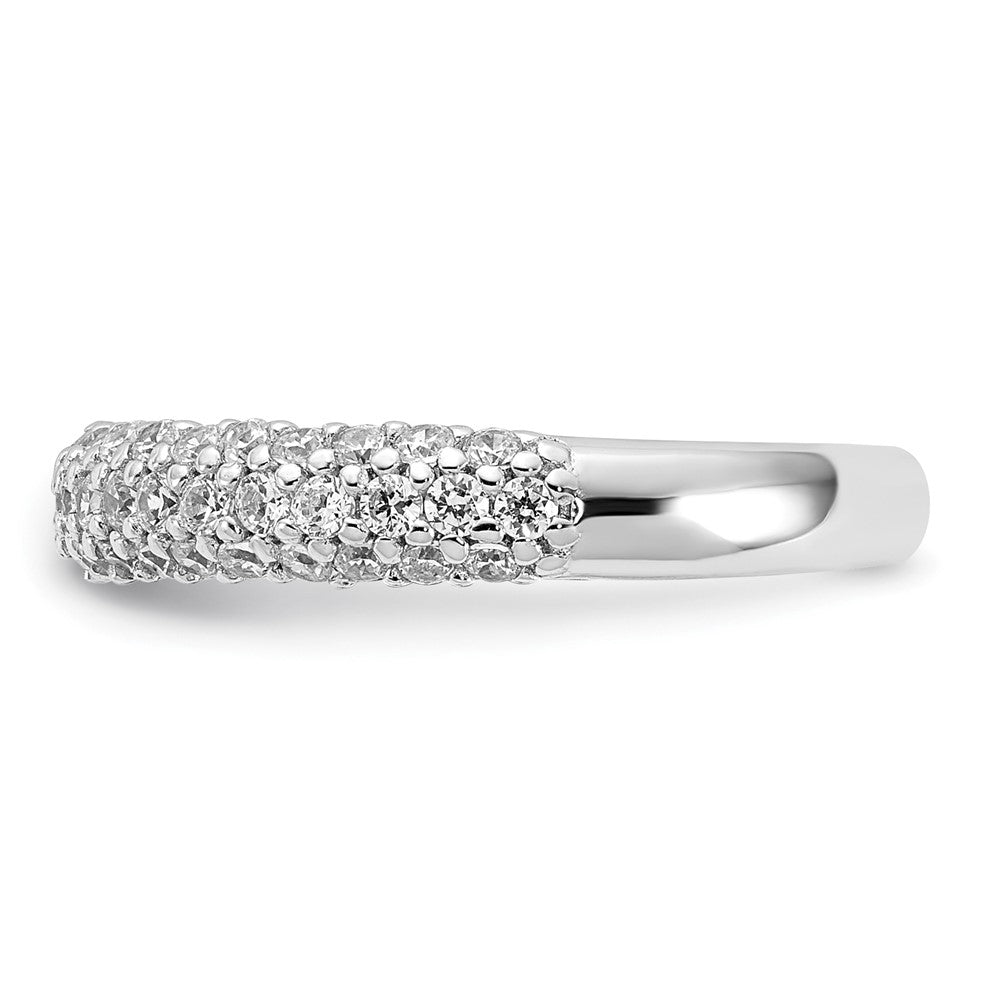 Sterling Silver PavÇ Rhodium-plated 61 Stone CZ Ring