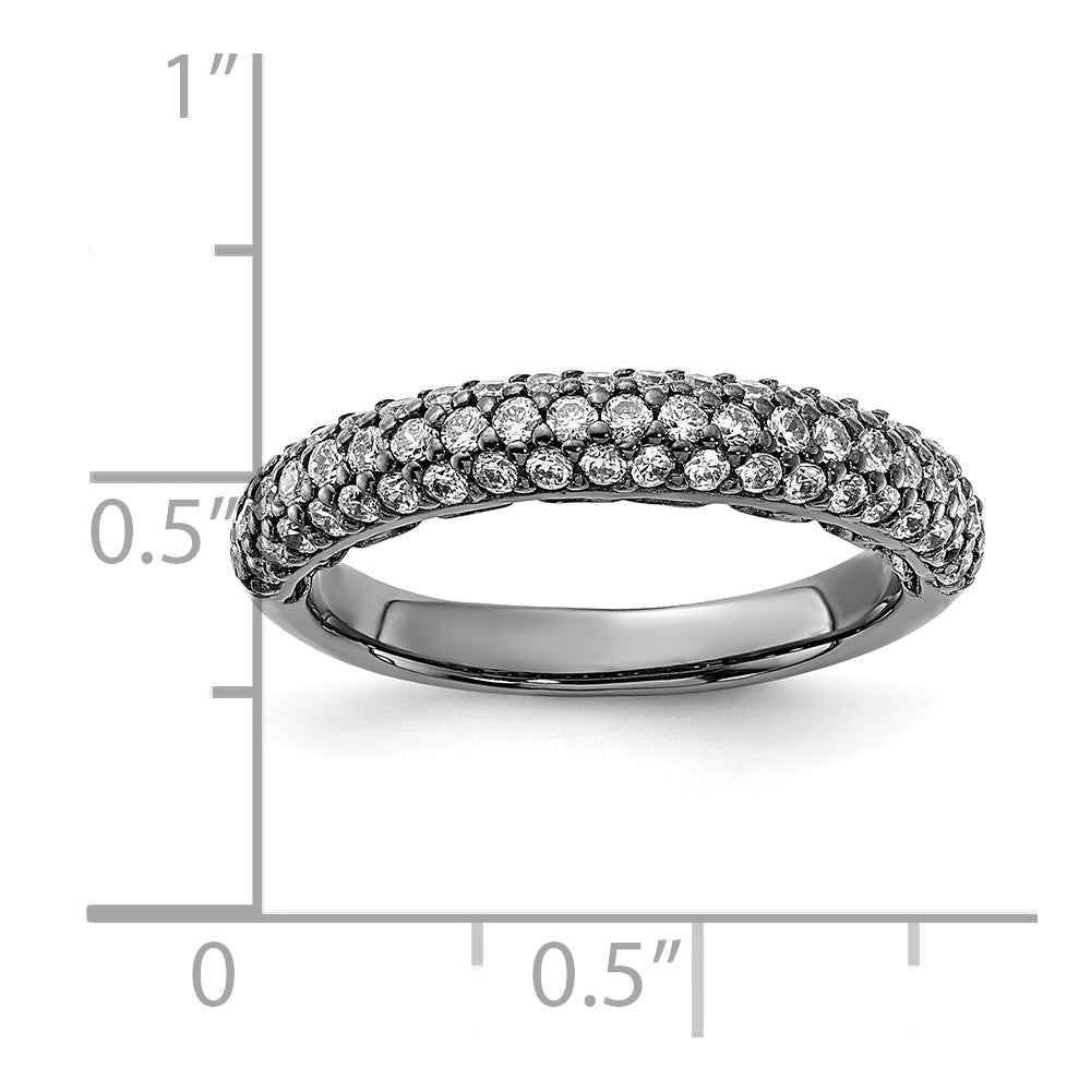 Sterling Silver Pav√á Ruthenium-plated 61 Stone CZ Ring