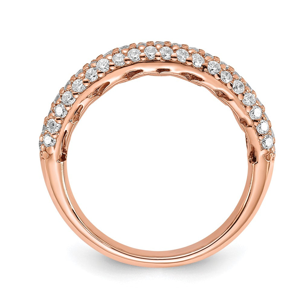 Sterling Silver PavÇ Rose Gold-plated 61 Stone CZ Ring