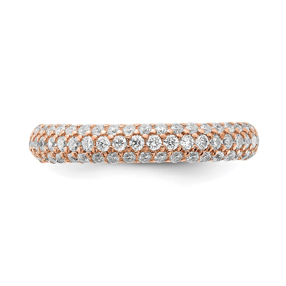 Sterling Silver PavÇ Rose Gold-plated 61 Stone CZ Ring