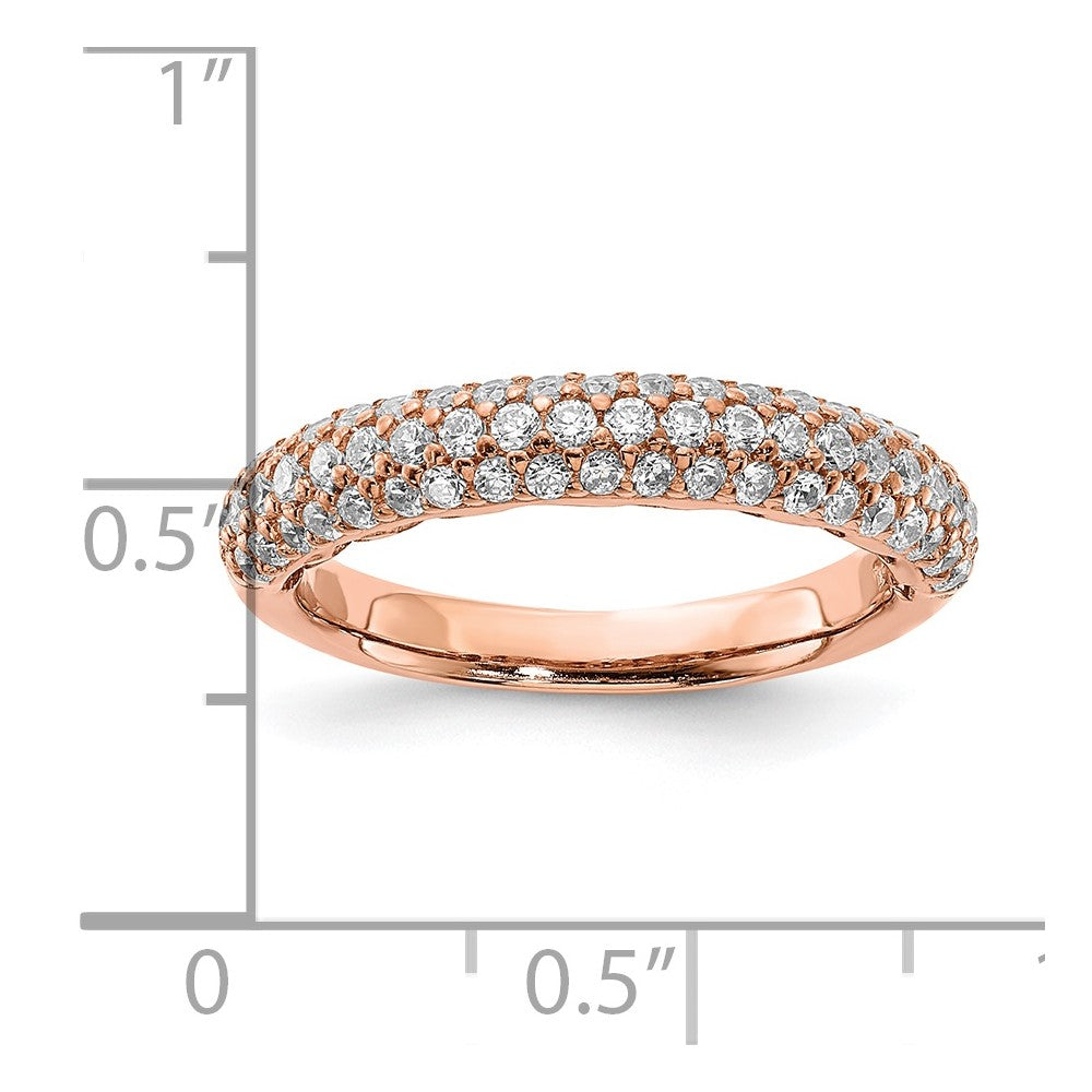 Sterling Silver PavÇ Rose Gold-plated 61 Stone CZ Ring