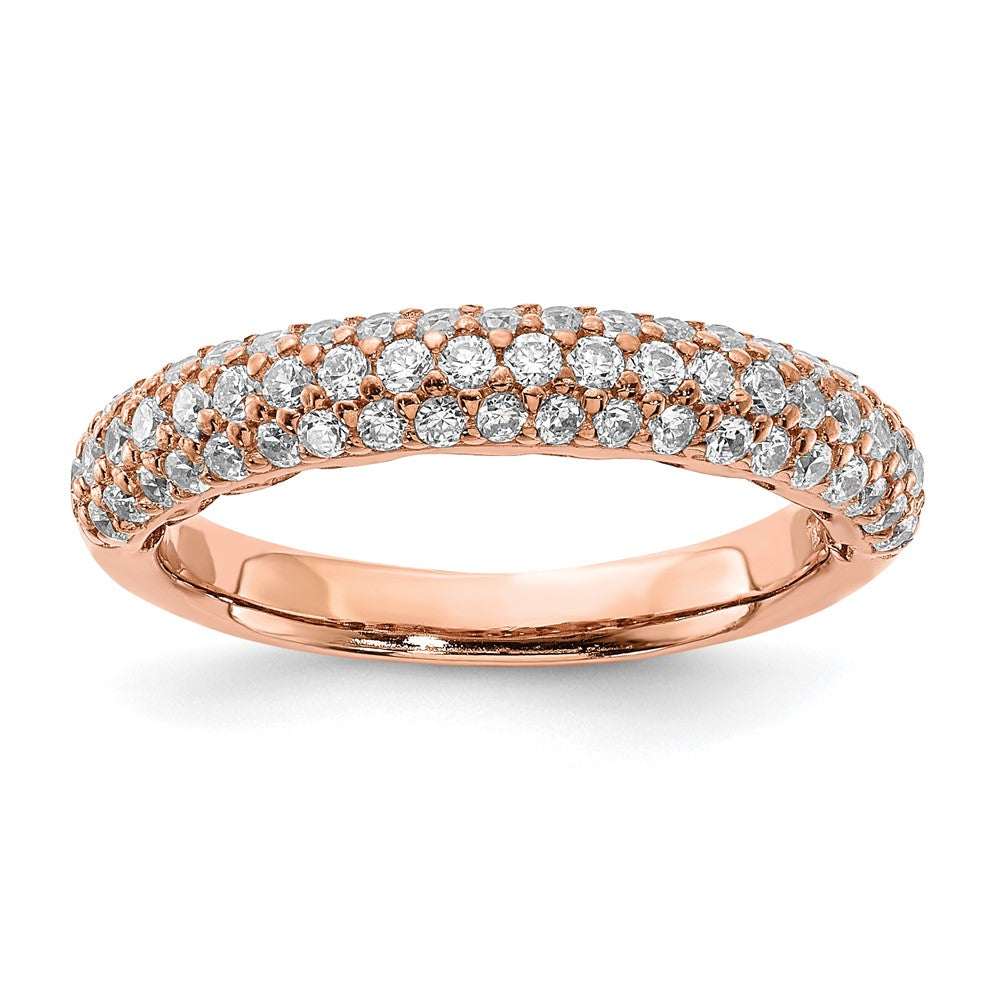 Sterling Silver PavÇ Rose Gold-plated 61 Stone CZ Ring