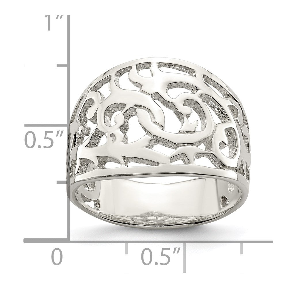 Sterling Silver Rhodium-plated Swirl Ring