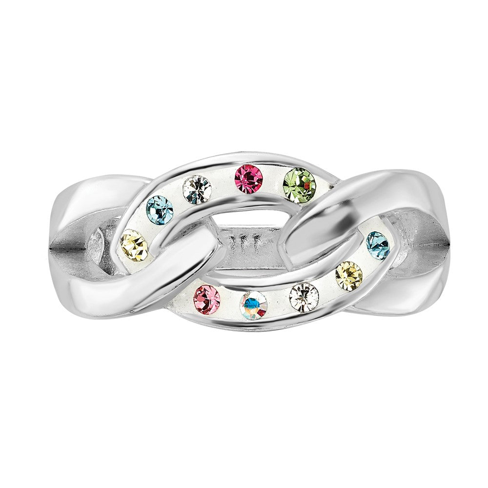 Sterling Silver Stellux Multi-Color Crystal Link Ring