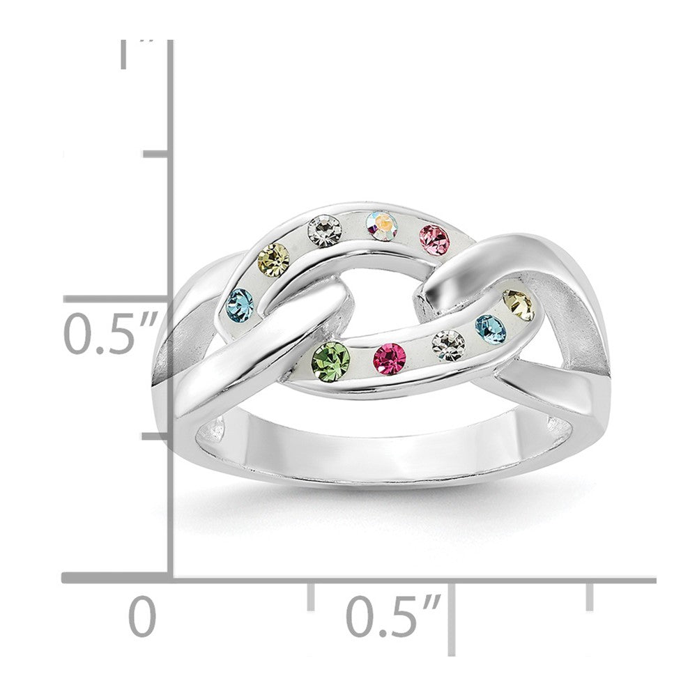 Sterling Silver Stellux Multi-Color Crystal Link Ring