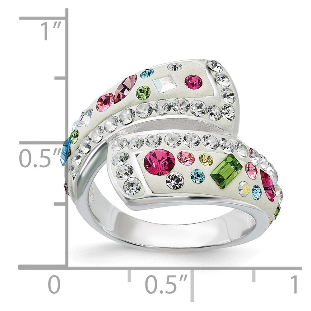 Sterling Silver Stellux Multi-Color Crystal White Ring