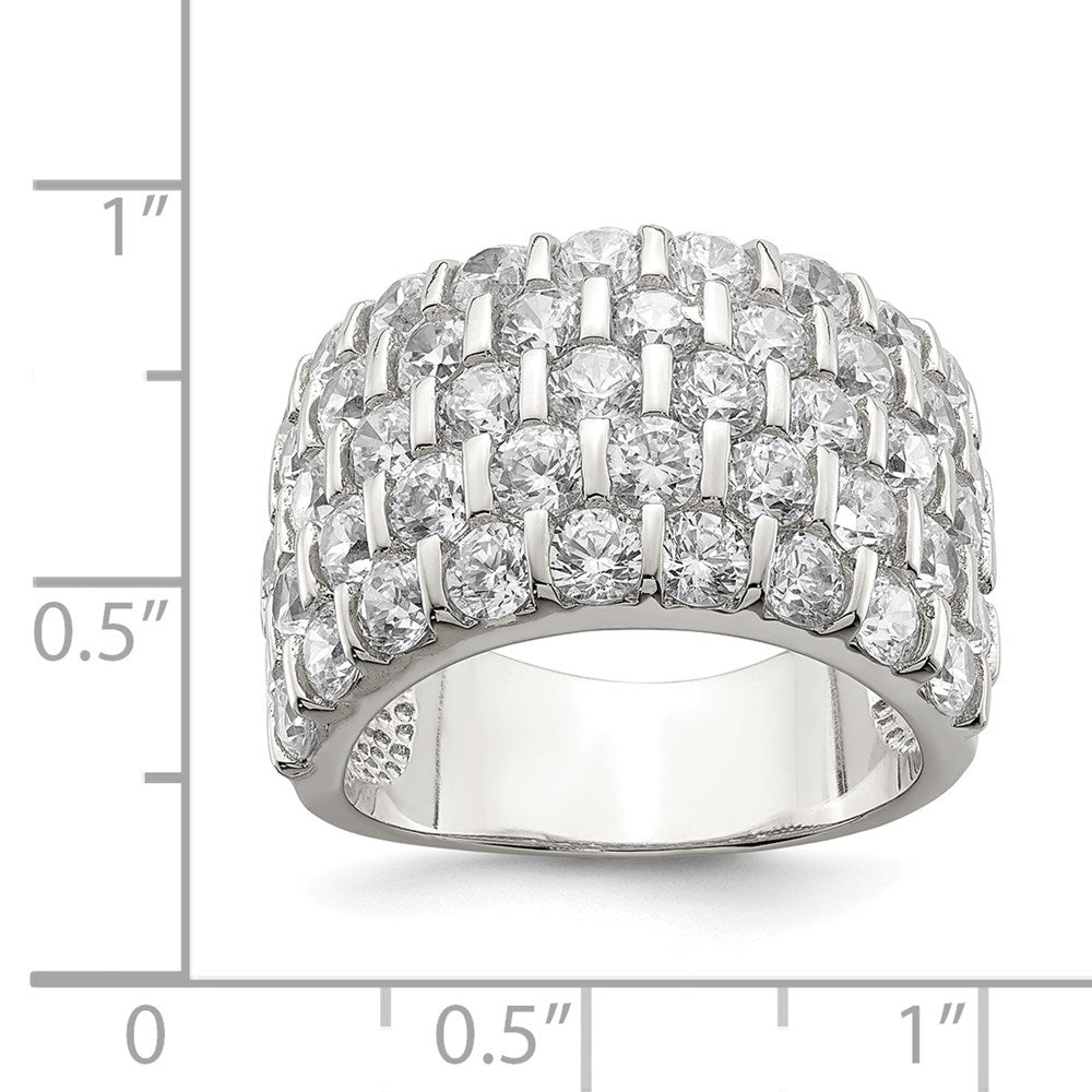Sterling Silver Rhodium-plated CZ Wide Band Ring