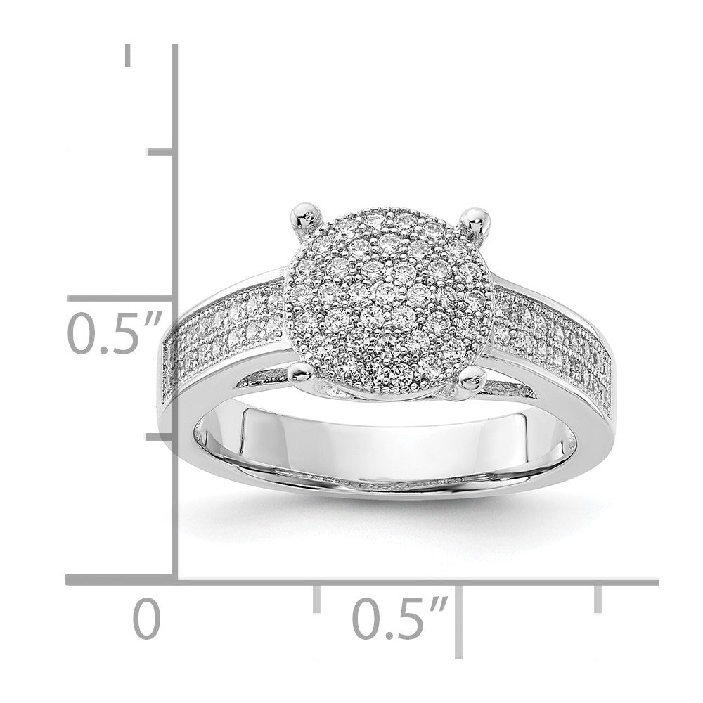Sterling Silver Polished Micro PavÇ CZ Center Circle Ring