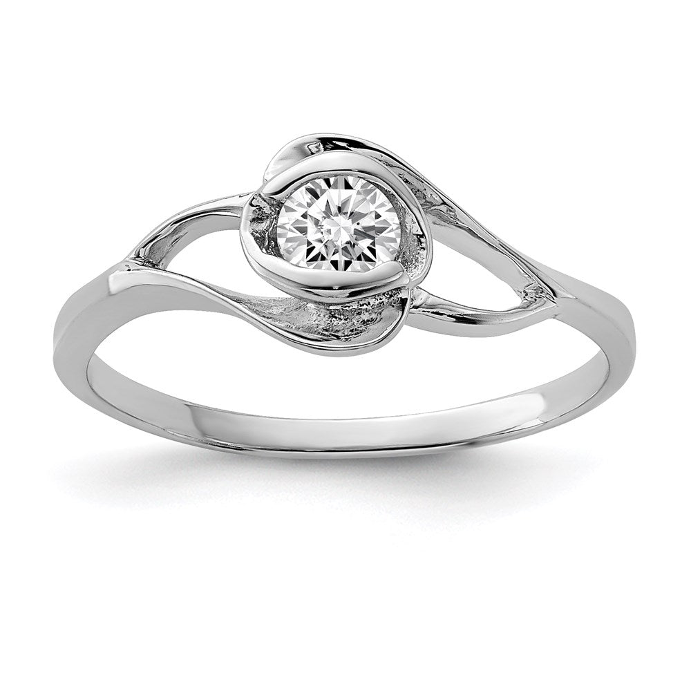 Sterling Silver Rhodium Plated CZ Ring