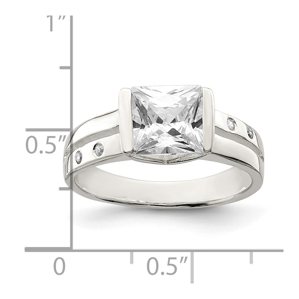 Sterling Silver Square CZ Ring