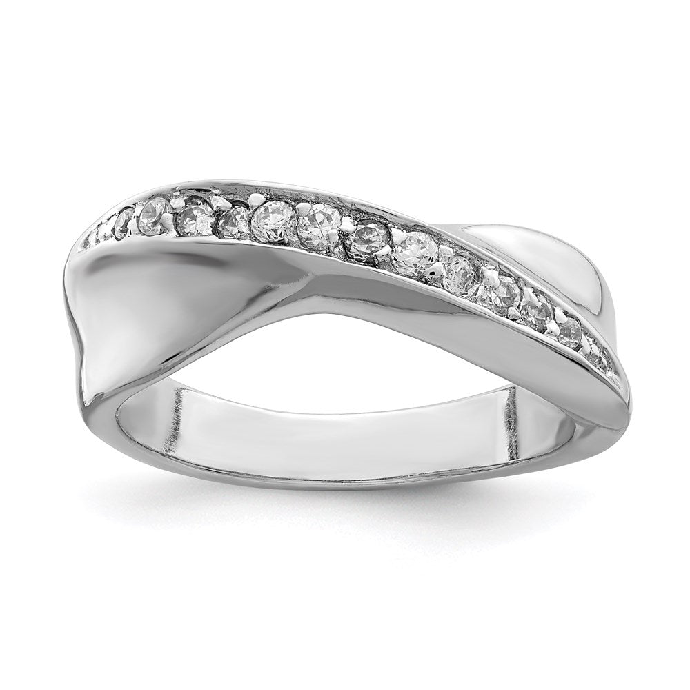 Sterling Silver Rhodium Plated CZ Ring