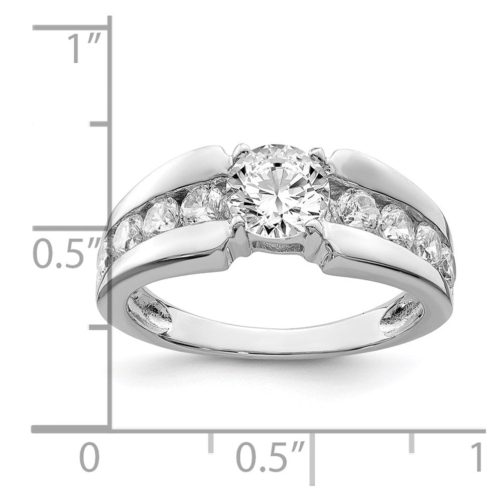 Sterling Silver Rhodium Plated CZ Ring