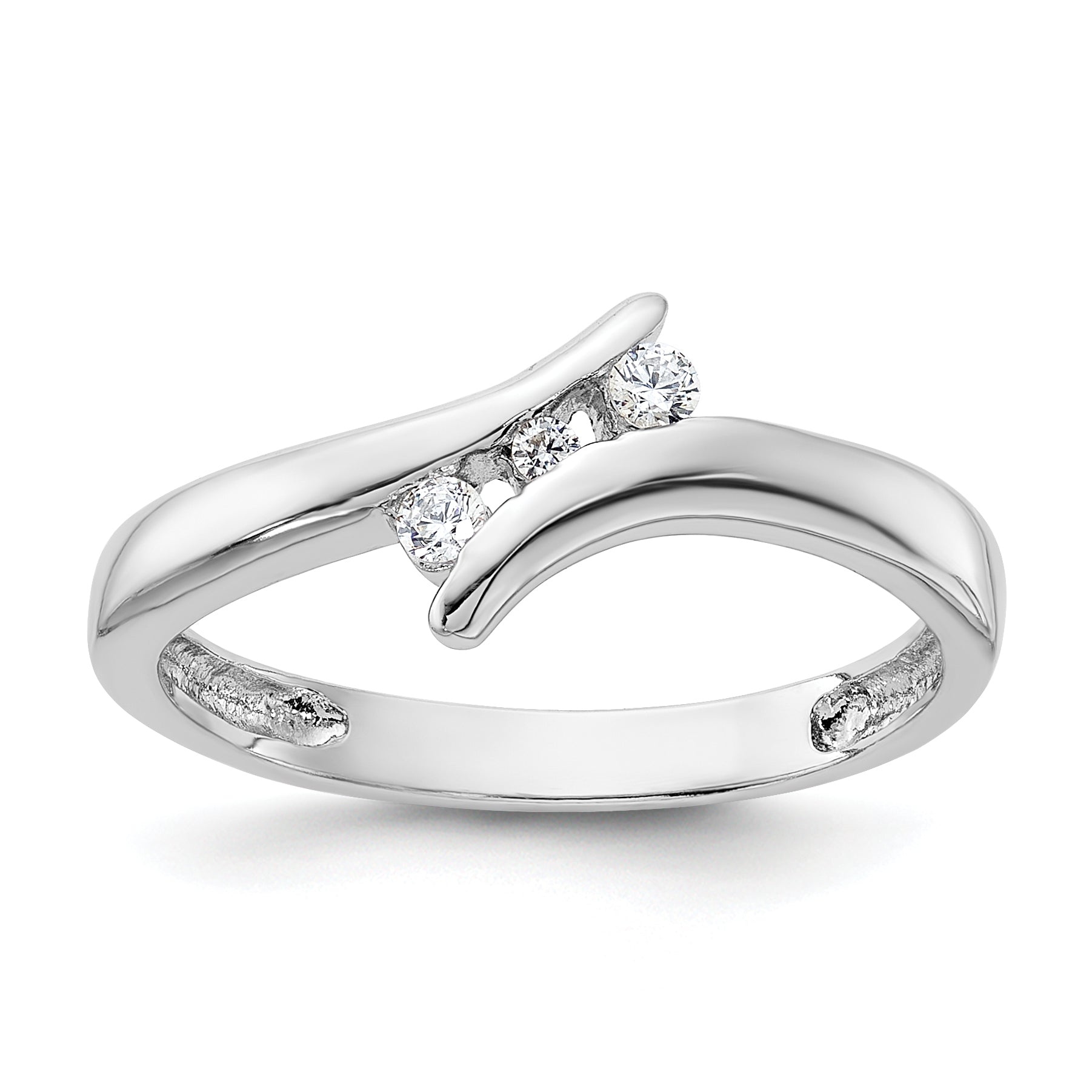 Sterling Silver Rhodium Plated CZ Ring