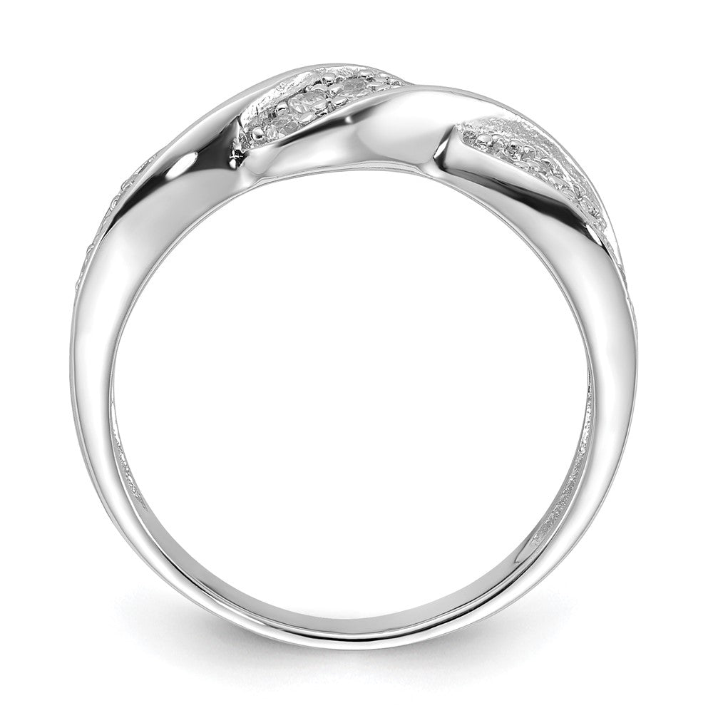Sterling Silver Rhodium Plated CZ Twisted Ring
