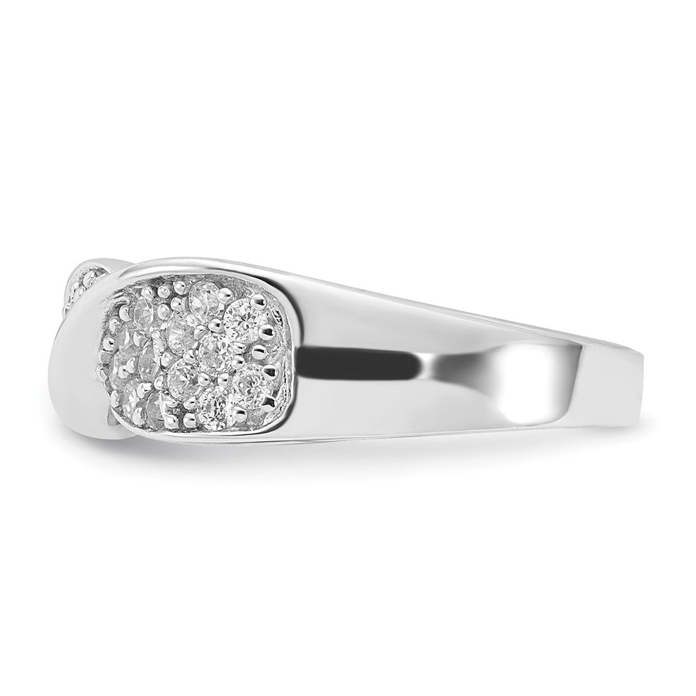 Sterling Silver Rhodium Plated CZ Twisted Ring