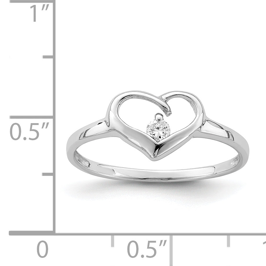 Sterling Silver Rhodium Plated CZ Heart Ring
