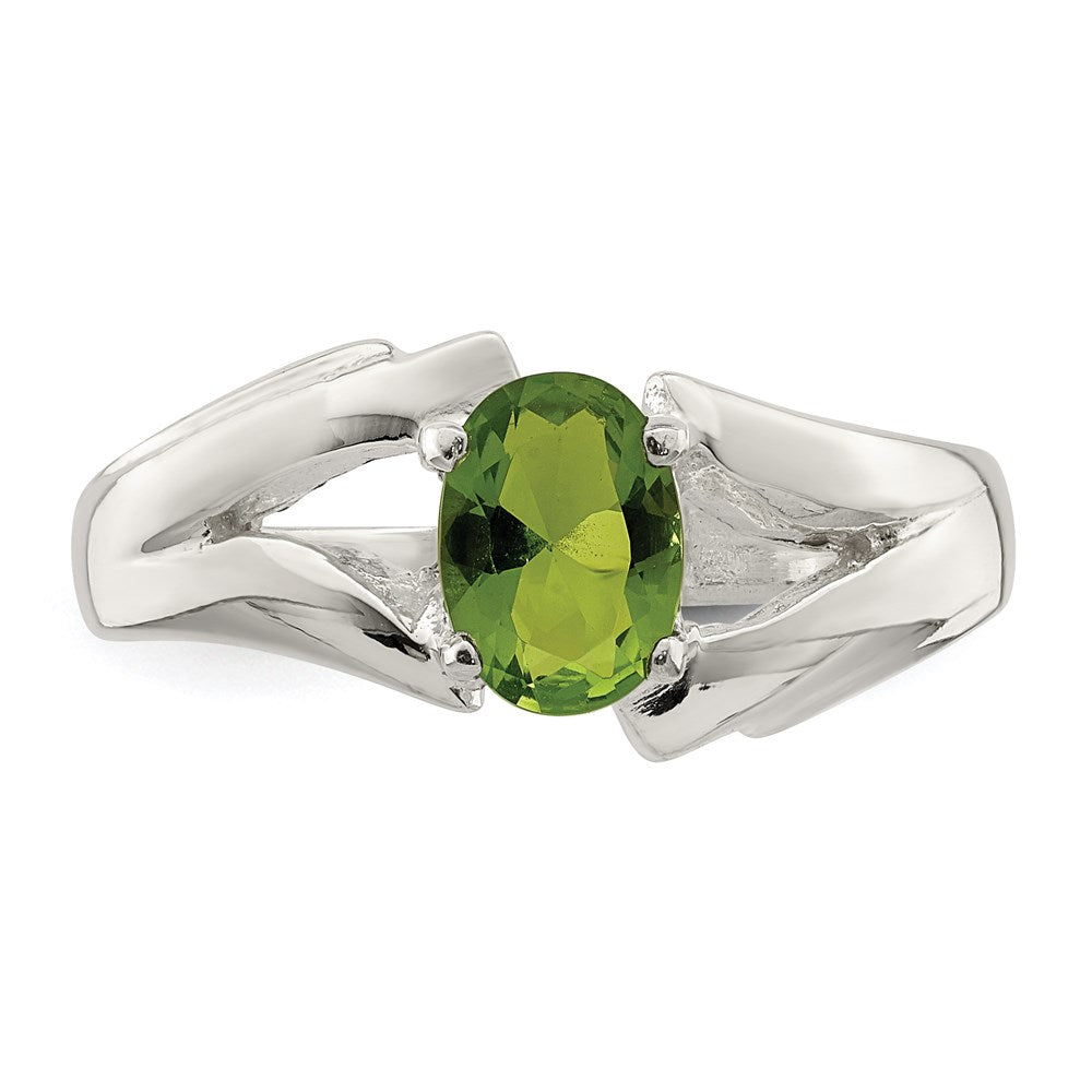 Sterling Silver Lime Green Oval CZ Ring