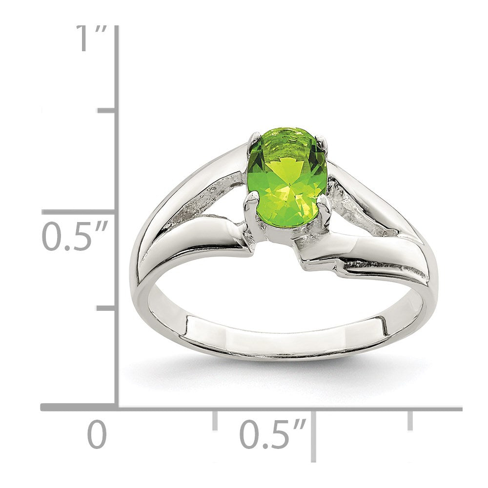 Sterling Silver Lime Green Oval CZ Ring