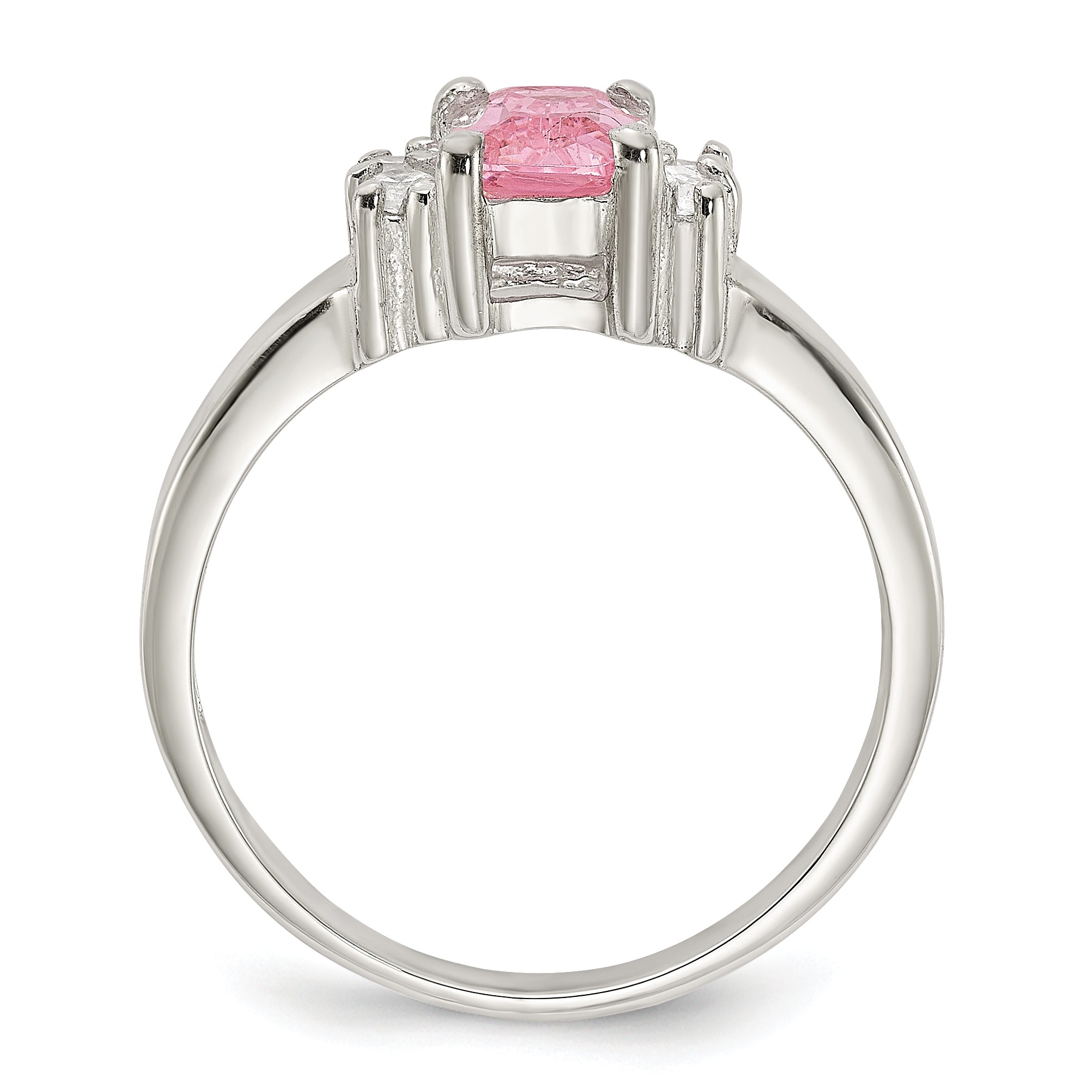Sterling Silver Pink & White CZ Ring