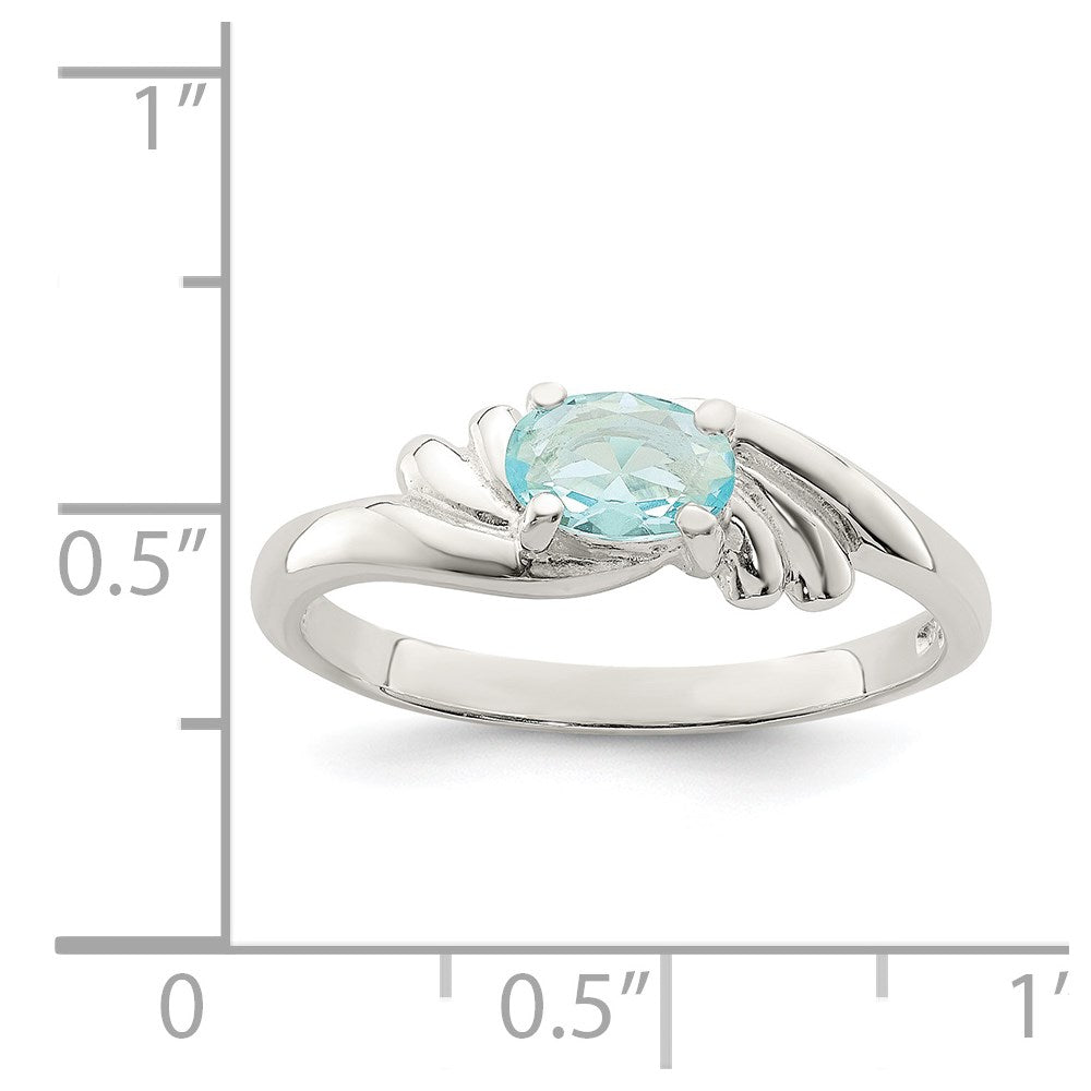 Sterling Silver Light Blue Oval CZ Ring