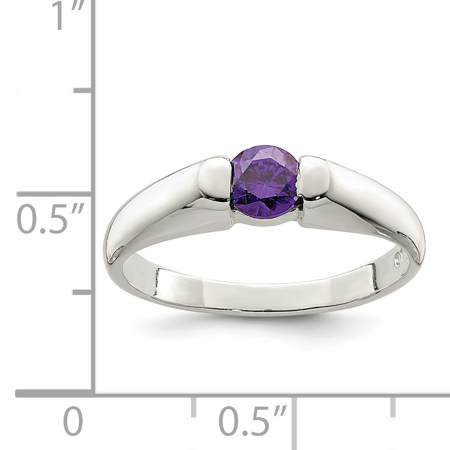 Sterling Silver Purple Round CZ Ring