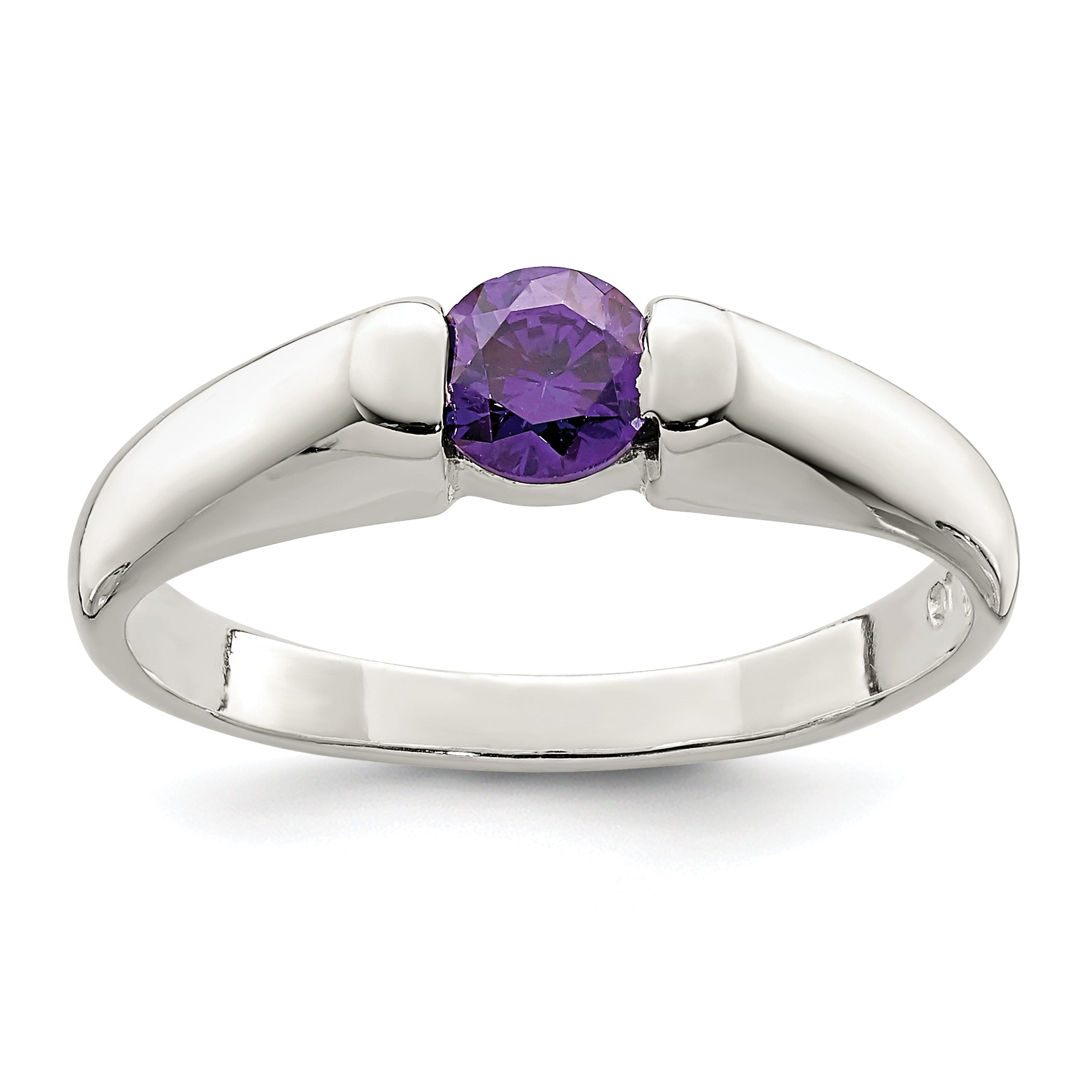 Sterling Silver Purple Round CZ Ring