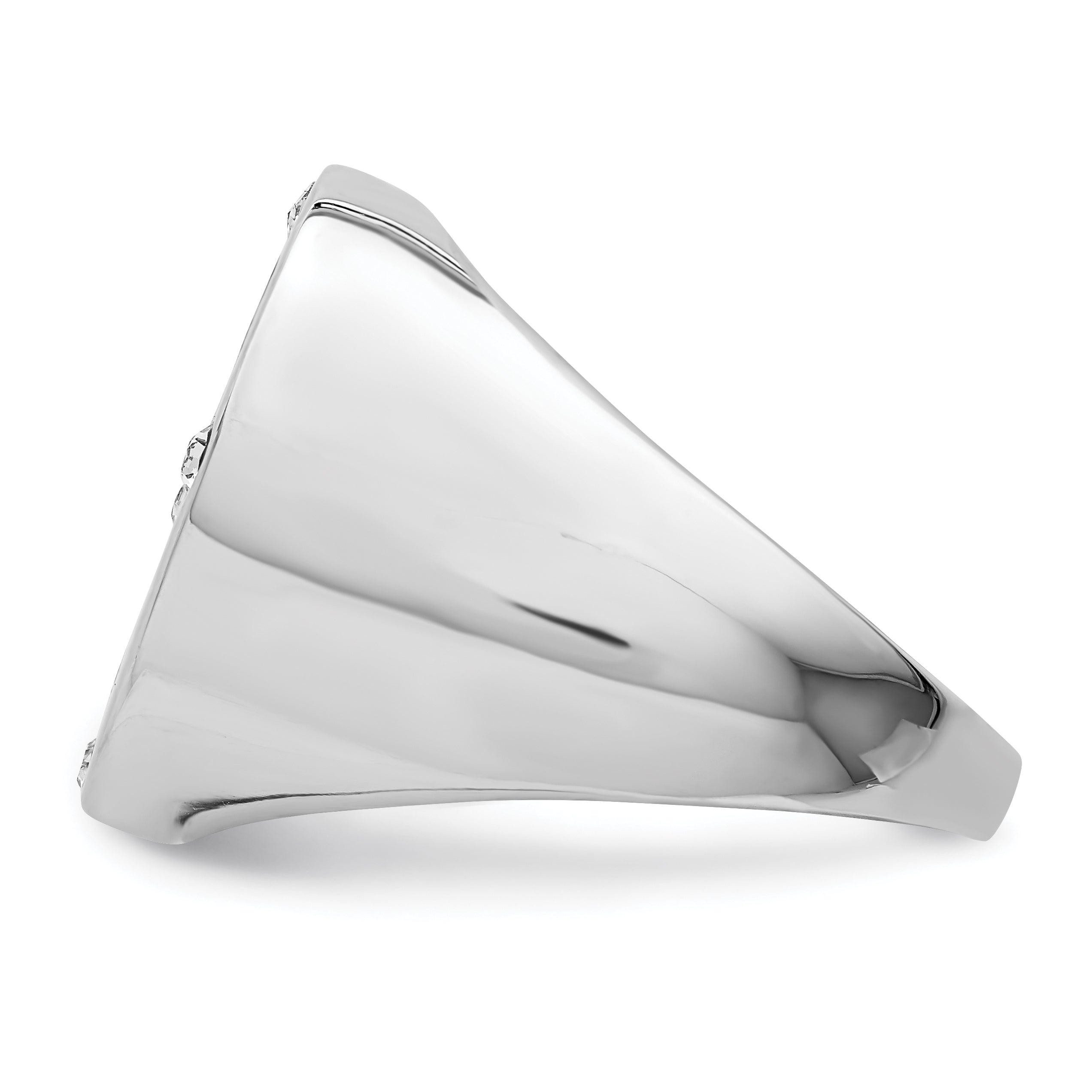 Sterling Silver Rhodium Plated Black Simulated Onyx & CZ Ring