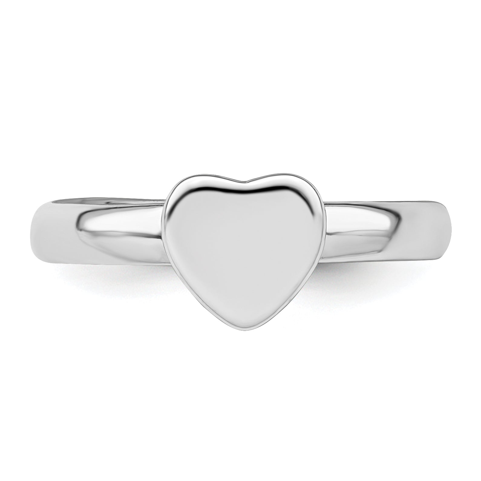 Sterling Silver Rhodium-plated Polished Heart Children's Ring