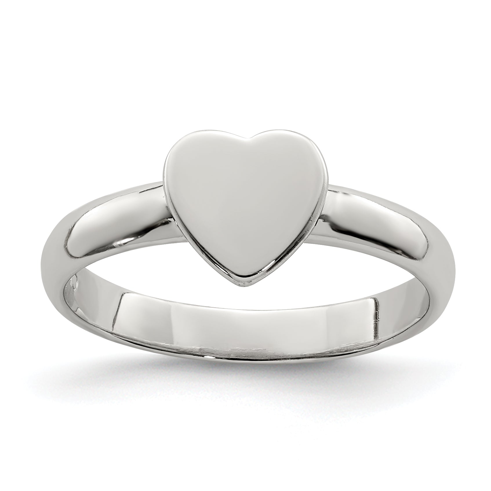 Sterling Silver Rhodium-plated Polished Heart Children's Ring