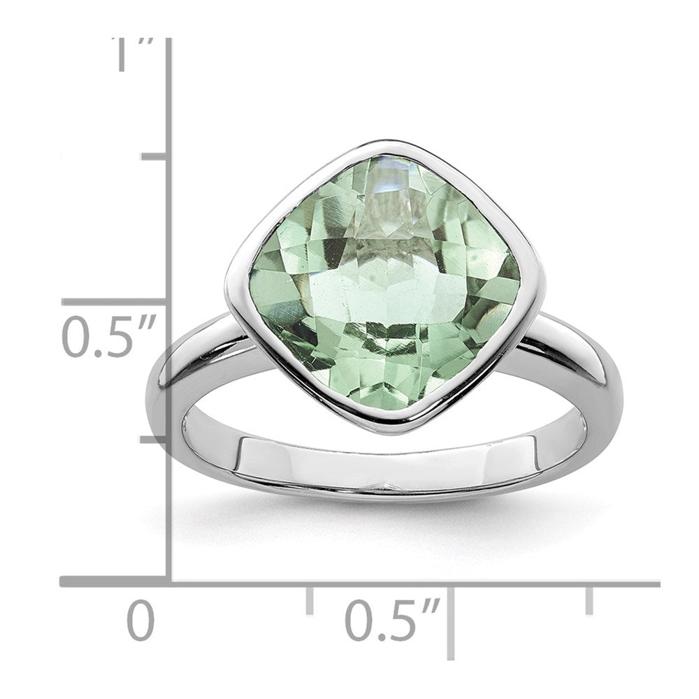 Sterling Silver Rhodium Green Quartz Ring