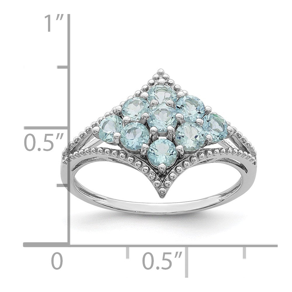 Sterling Silver Rhodium Aquamarine Ring