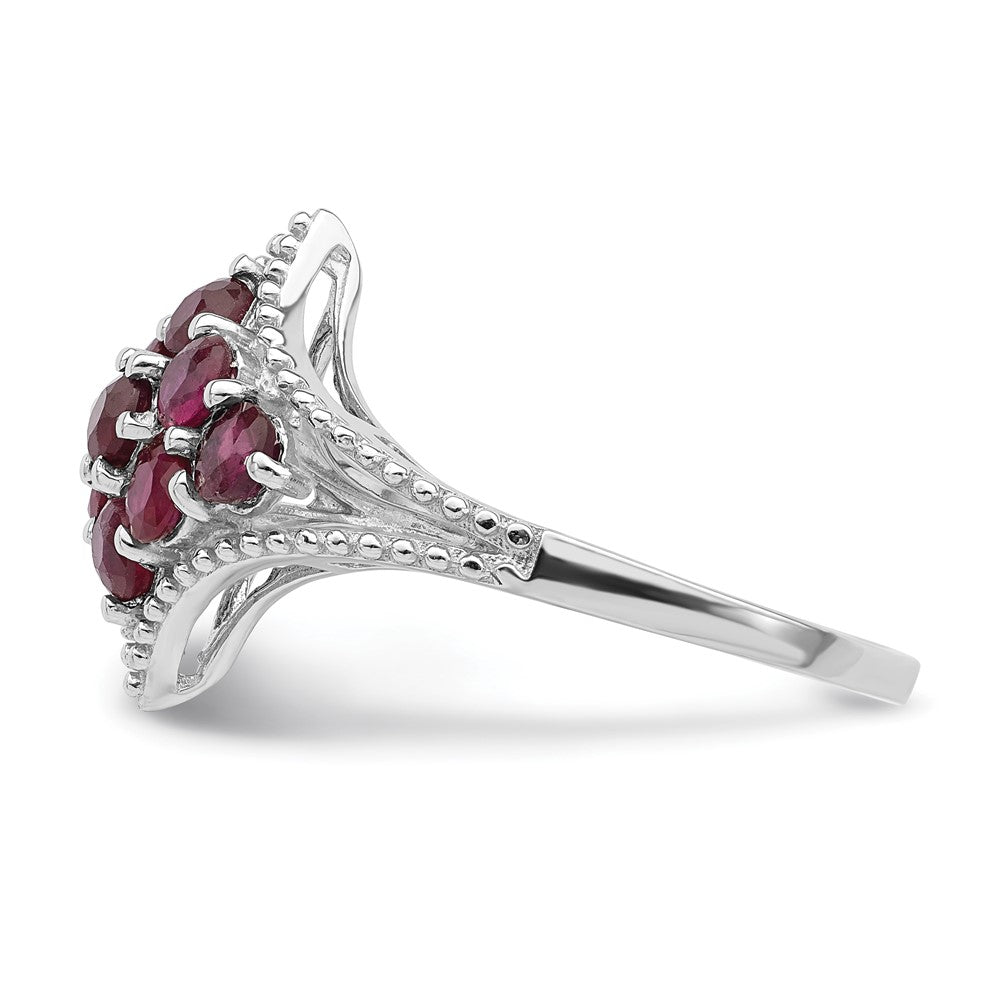 Sterling Silver Rhodium-plated Created Ruby Ring