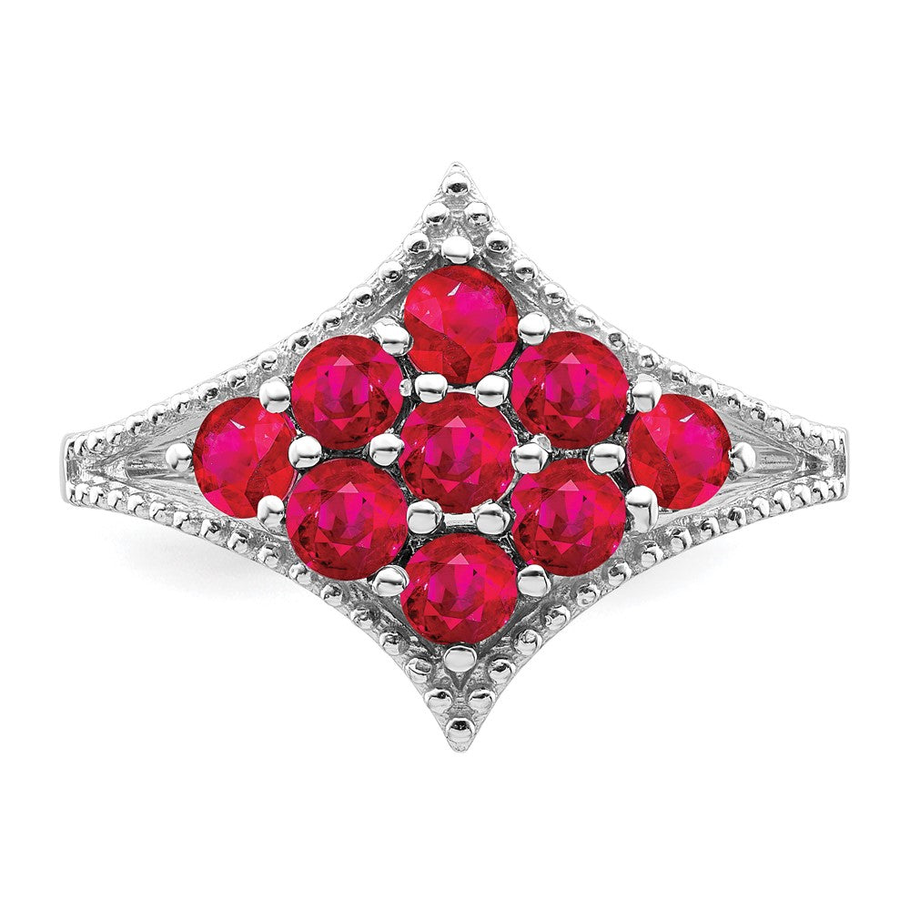 Sterling Silver Rhodium-plated Created Ruby Ring