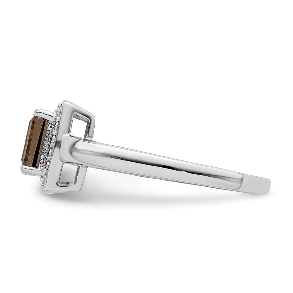 Sterling Silver Rhodium Smoky Quartz Diam. Ring
