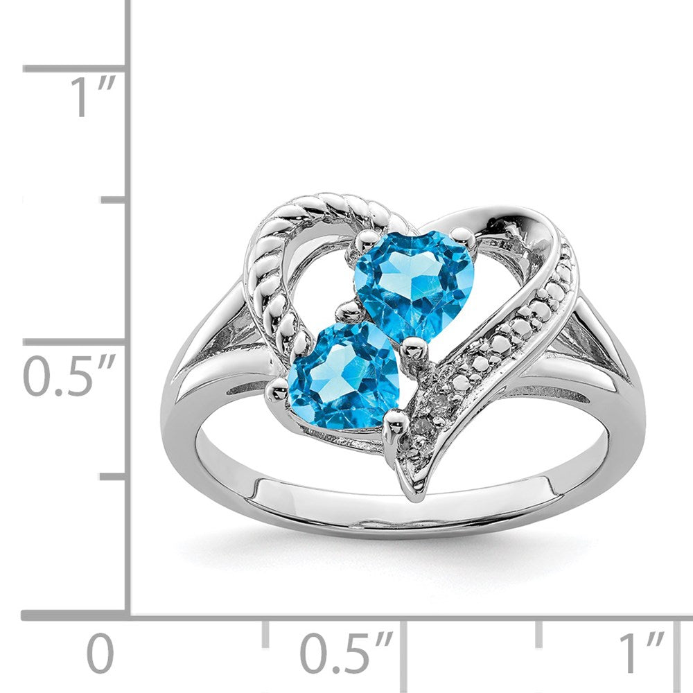 Sterling Silver Rhodium Blue Topaz Diam. Ring