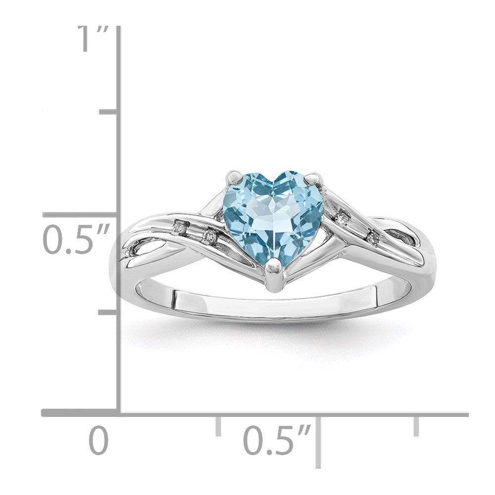Sterling Silver Rhodium Plated Dia. Lt Swiss Blue Topaz Heart Ring